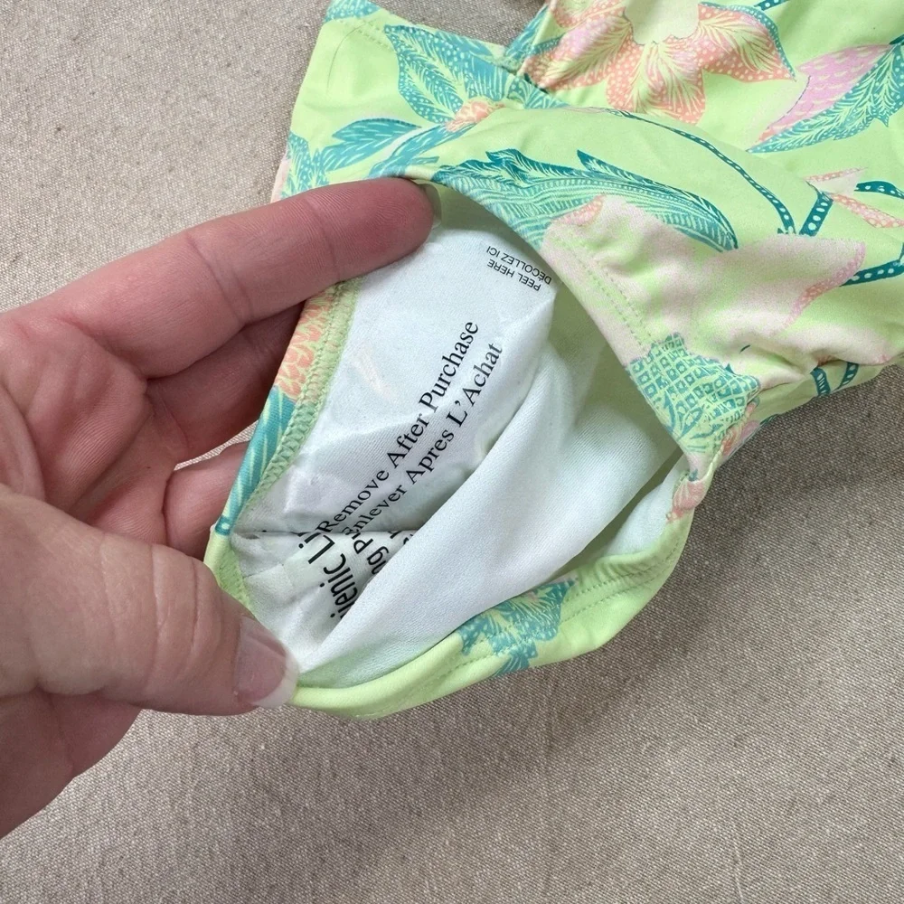 OshKosh B'gosh Girls One Piece Cutout Swimsuit Tropical Floral Green Size 4/4A